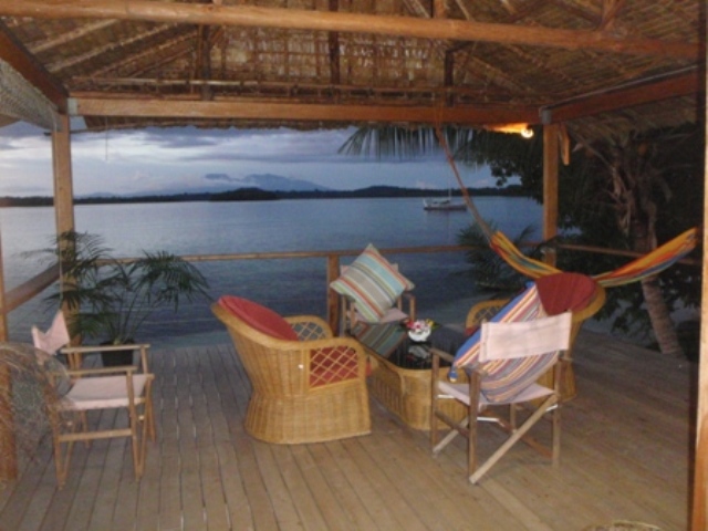 View from Large Deluxe Bungalow over lagoon